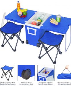 Outdoor Picnic Foldable Multi-function Rolling Cooler Upgraded Stool